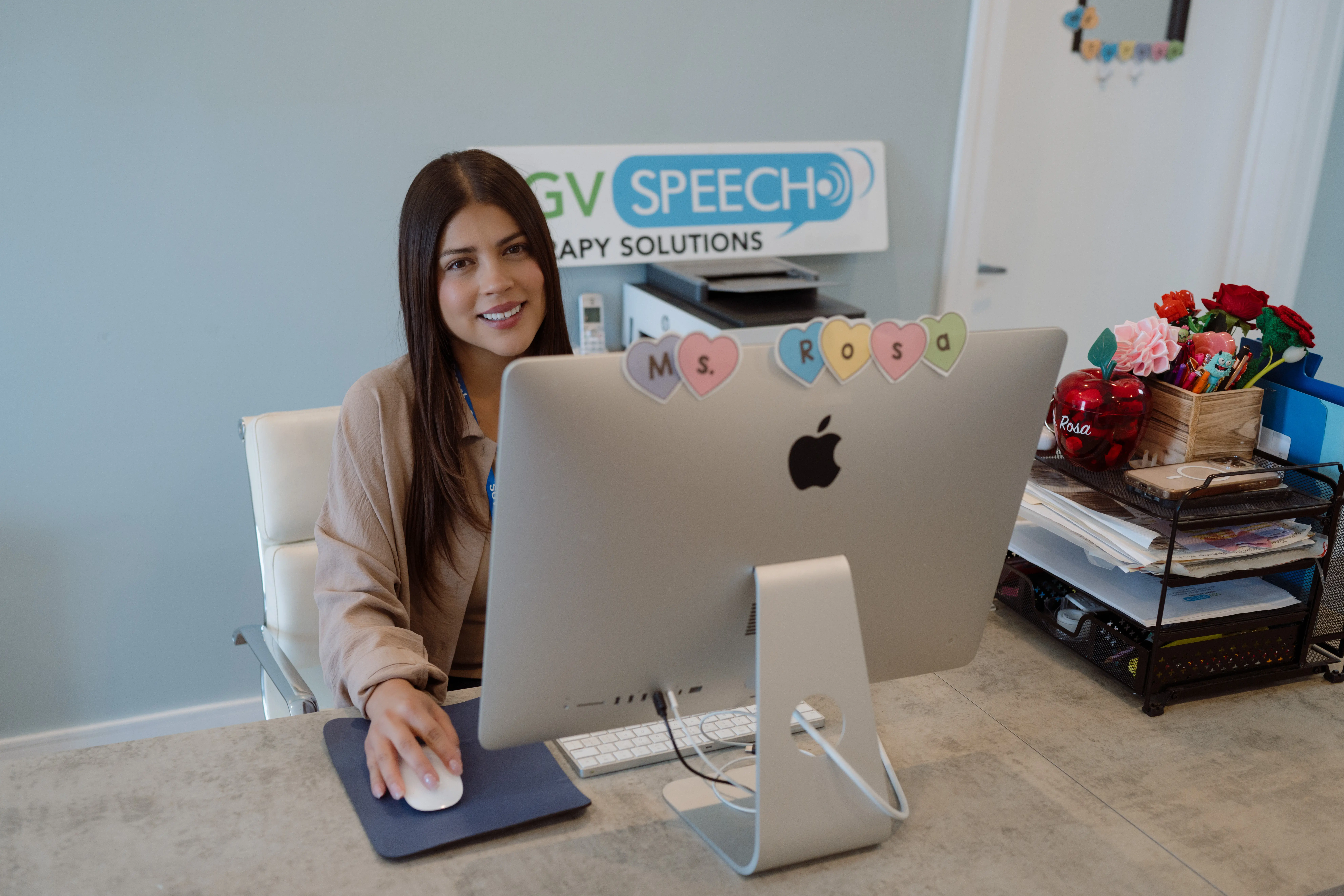 San Gabriel location manager welcoming families at the SGV Speech Therapy office